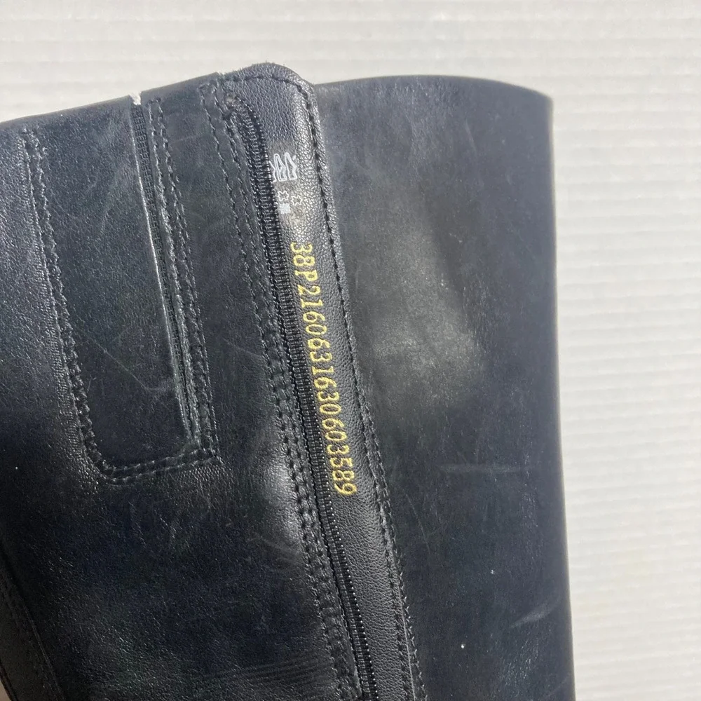 ECCO Gore-Tex Black Leather Tall Boots Women EU‎ 38 Side Zip Waterproof Comfort